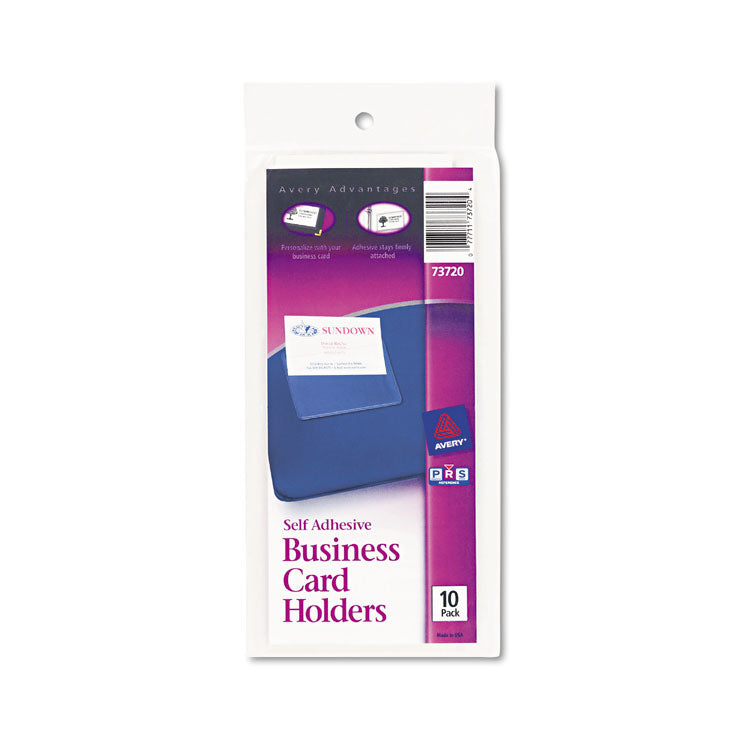 Avery - Self-Adhesive Top-Load Business Card Holders, Top Load, 3.5 x 2, Clear, 10/Pack