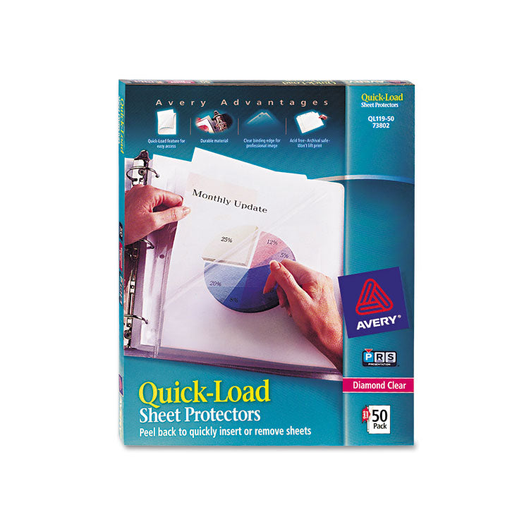 Avery - Quick Top and Side Loading Sheet Protectors, Letter, Diamond Clear, 50/Box