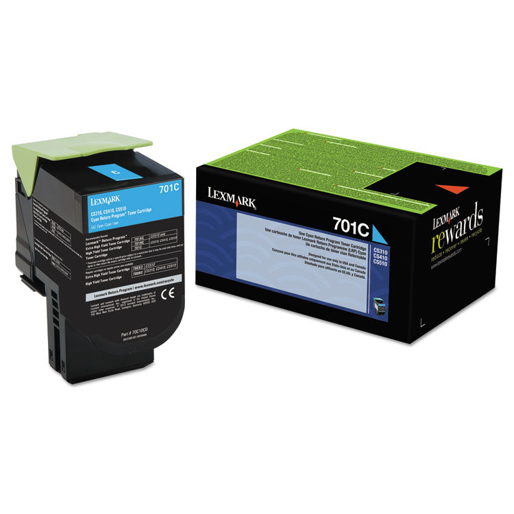 Lexmark - 70C10C0 Return Program Toner, 1,000 Page-Yield, Cyan