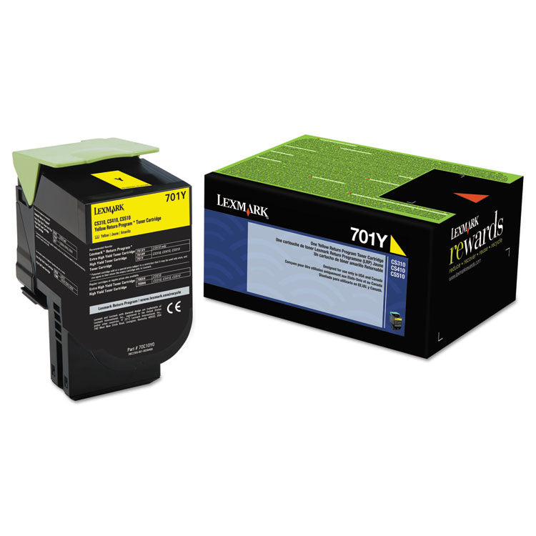 Lexmark - 70C10Y0 Return Program Toner, 1,000 Page-Yield, Yellow
