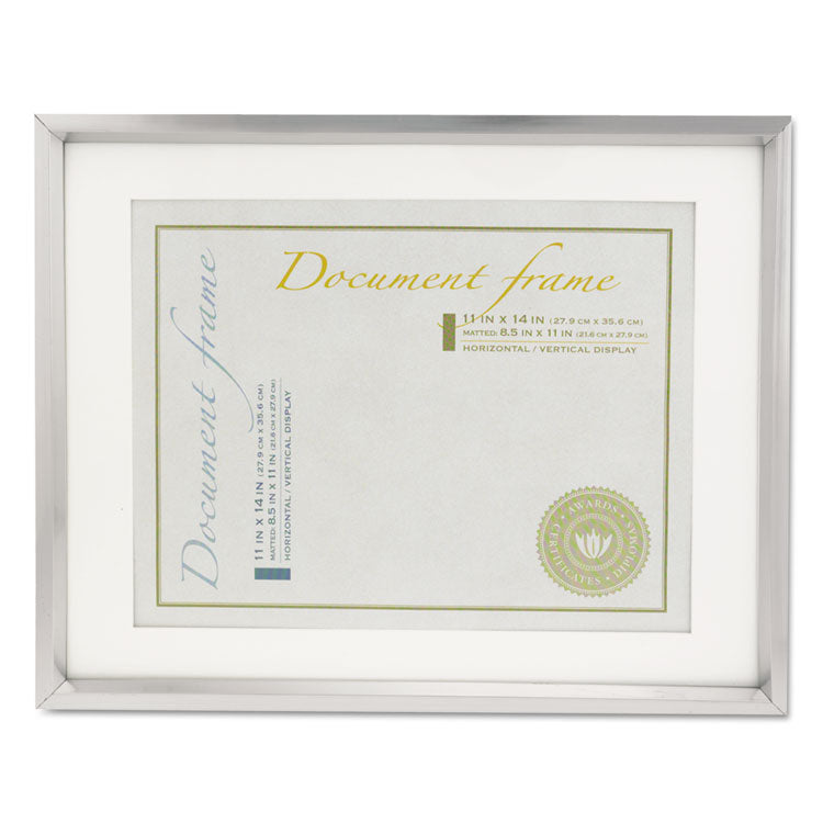 Universal - Plastic Document Frame with Mat, 11 x 14 and 8.5 x 11 Inserts, Metallic Silver