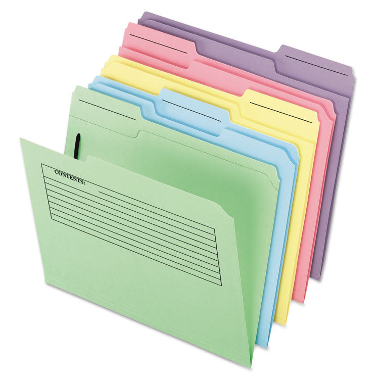 Pendaflex - Printed Notes Fastener Folder, 1 Fastener, Letter Size, Assorted Exterior, 30/Pack