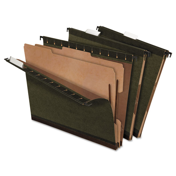 Pendaflex - SureHook Reinforced Hanging Divider Folders, 2 Dividers, Letter Size, Green, 10/Box