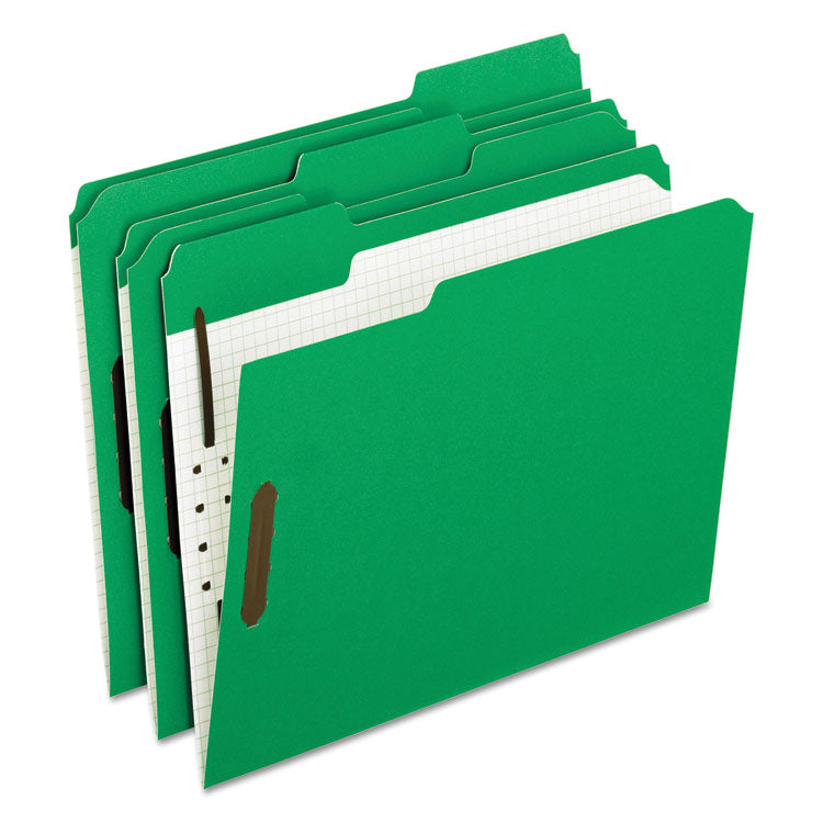 Pendaflex - Colored Classification Folders with Embossed Fasteners, 2 Fasteners, Letter Size, Green Exterior, 50/Box