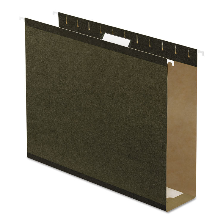 Pendaflex - Extra Capacity Reinforced Hanging File Folders with Box Bottom, 3" Capacity, Letter Size, 1/5-Cut Tabs, Green, 25/Box