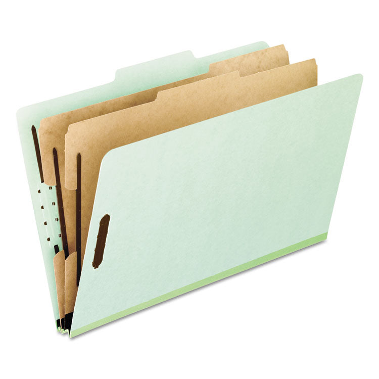 Pendaflex - Four-, Six-, and Eight-Section Pressboard Classification Folders, 2 Dividers, Embedded Fasteners, Letter Size, Green, 10/Box