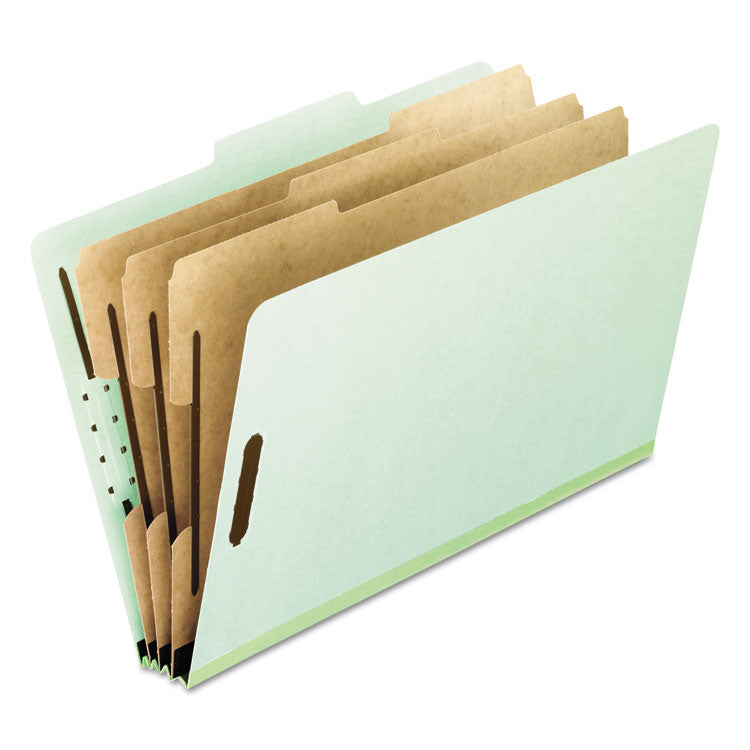 Pendaflex - Four-, Six-, and Eight-Section Pressboard Classification Folders, 3 Dividers, Embedded Fasteners, Letter Size, Green, 10/Box