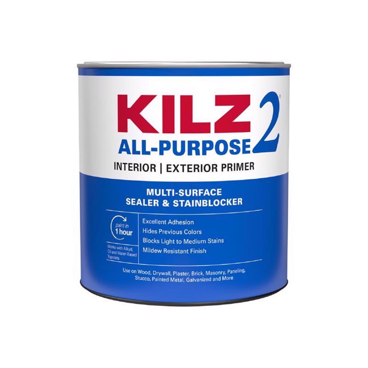 KILZ White Flat Water-Based Acrylic Stain Blocking Primer 1 qt - Case of 6