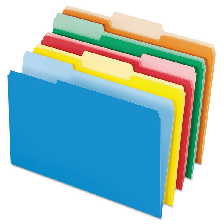 Pendaflex - Interior File Folders, 1/3-Cut Tabs: Assorted, Legal Size, Assorted Colors, 100/Box