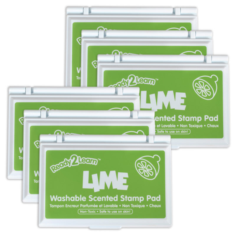 READY 2 LEARN - Washable Stamp Pad - Lime Scent, Green - Pack of 6