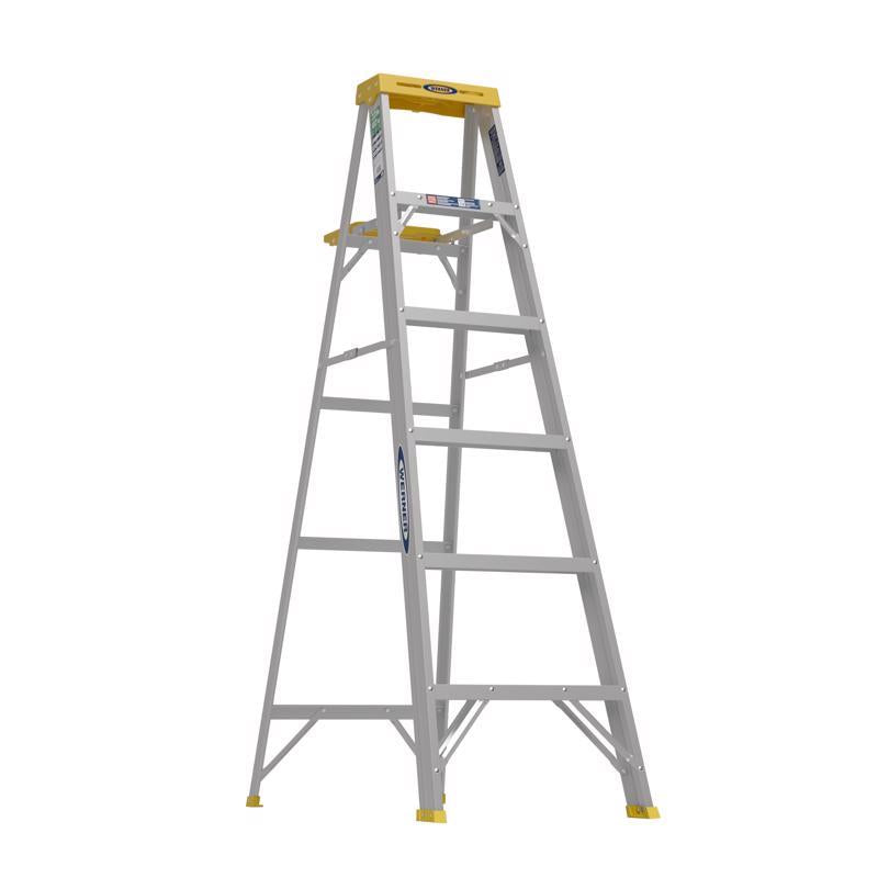 WERNER - Werner 6 ft. H Aluminum Step Ladder Type II 225 lb. capacity