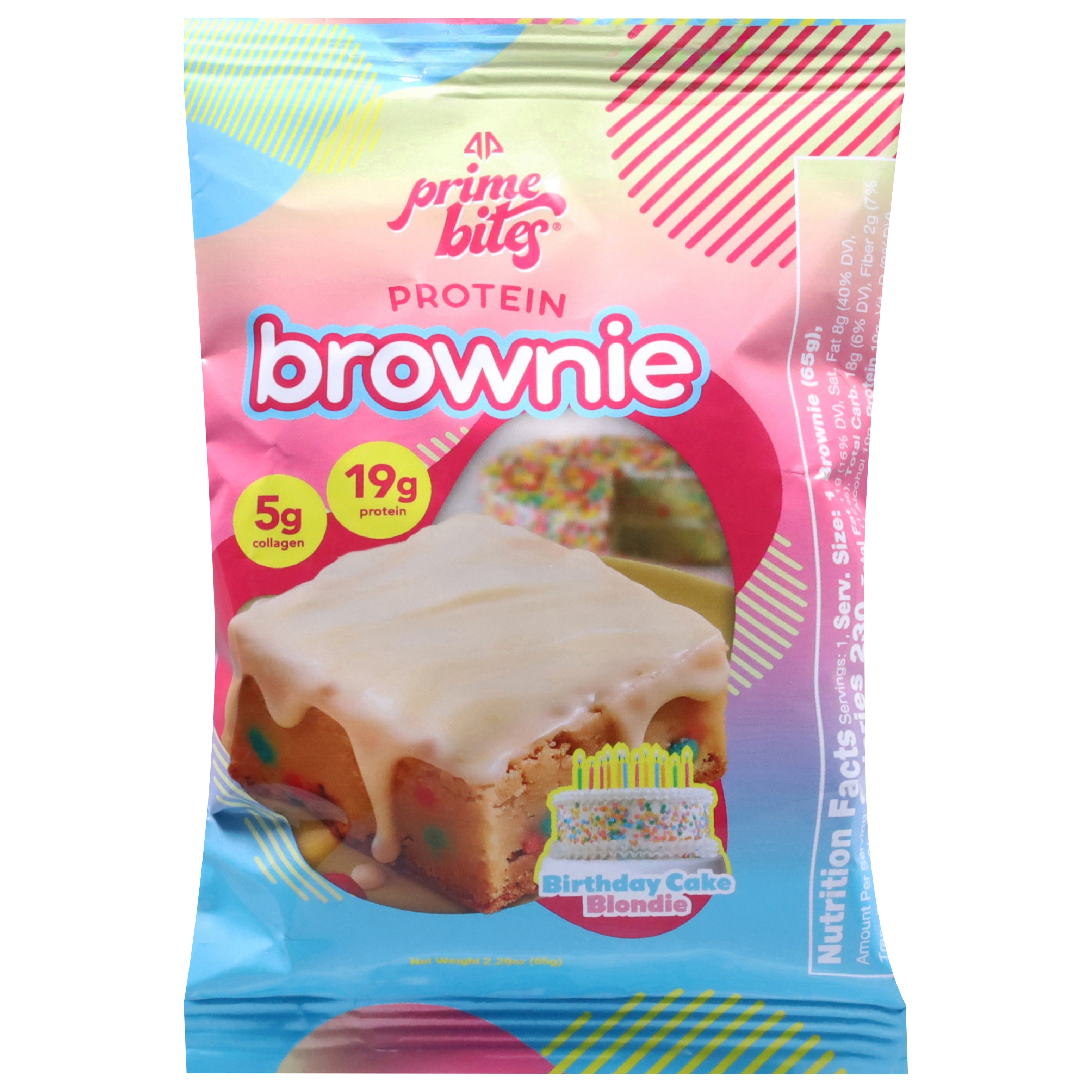 Prime Bites Protein Birthday Cake Blondie Brownie 2.29 oz - Case of 12