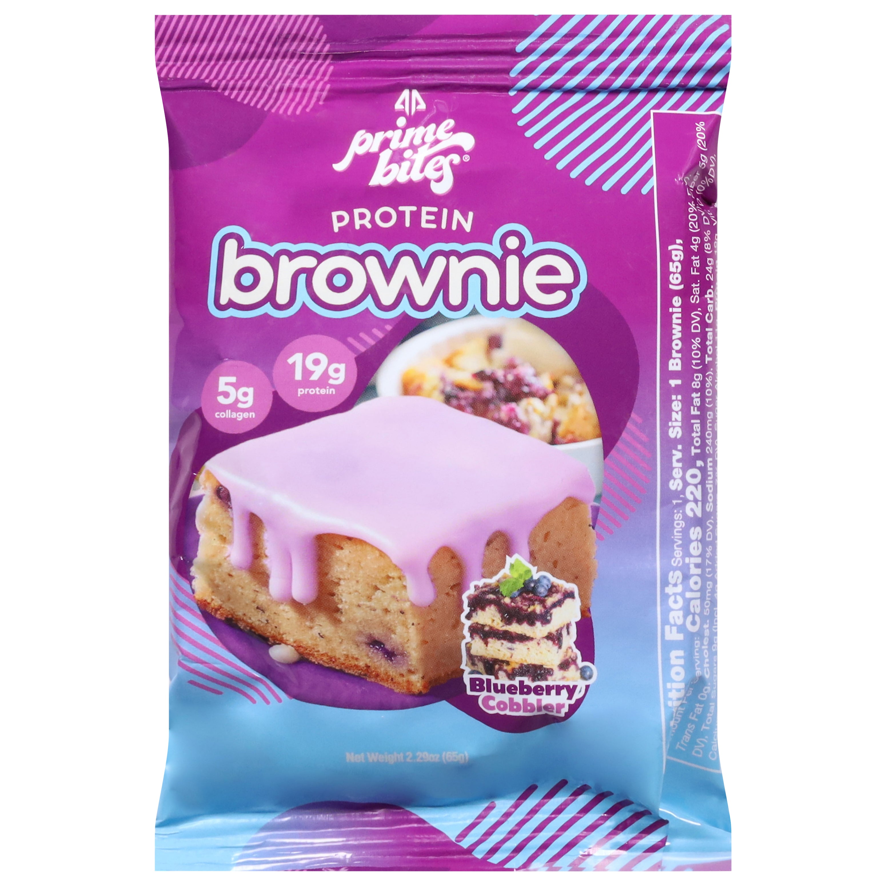 Prime Bites Protein Blueberry Cobbler Brownie 2.29 oz - Case of 12
