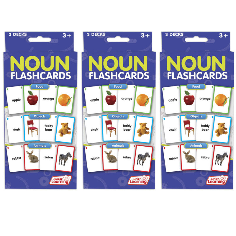 JUNIOR LEARNING - Nouns Flashcards, 3 Decks Per Pack, 3 Packs