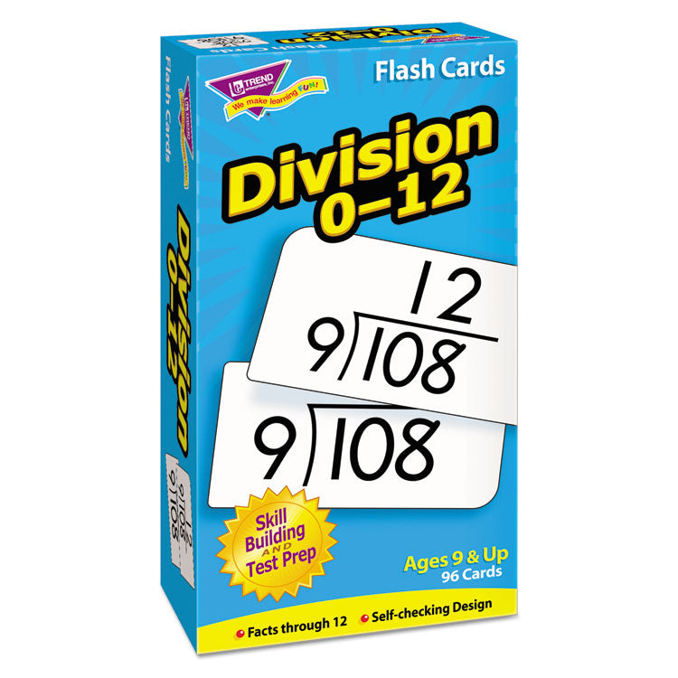 TREND - Skill Drill Flash Cards, Division, 3 x 6, Black and White, 91/Pack