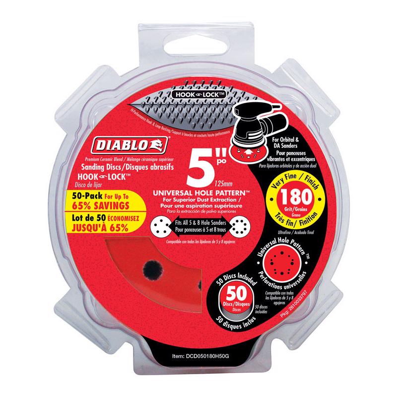 DIABLO - Diablo 5 in. Ceramic Blend Hook and Lock Sanding Disc 180 Grit Very Fine 50 pk