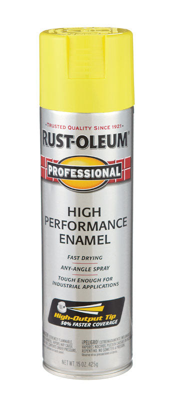 RUST-OLEUM - Rust-Oleum Professional Gloss Safety Yellow Spray Paint 15 oz - Case of 6