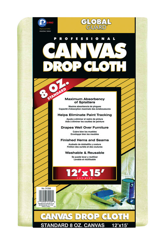 PREMIER - Premier GlobalGuard 12 ft. W X 15 ft. L 8 oz Professional Grade Canvas Drop Cloth 1 pk