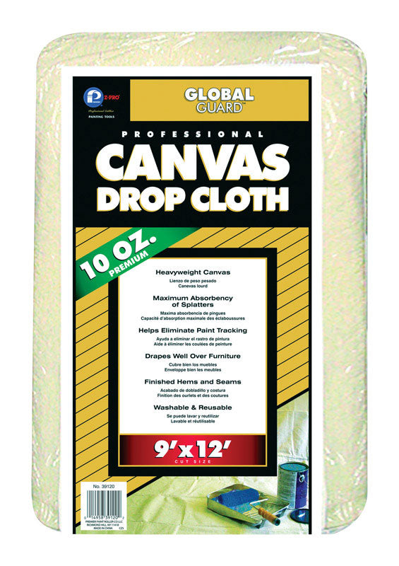 PREMIER - Premier GlobalGuard 9 ft. W X 12 ft. L 10 oz Professional Grade Canvas Drop Cloth 1 pk