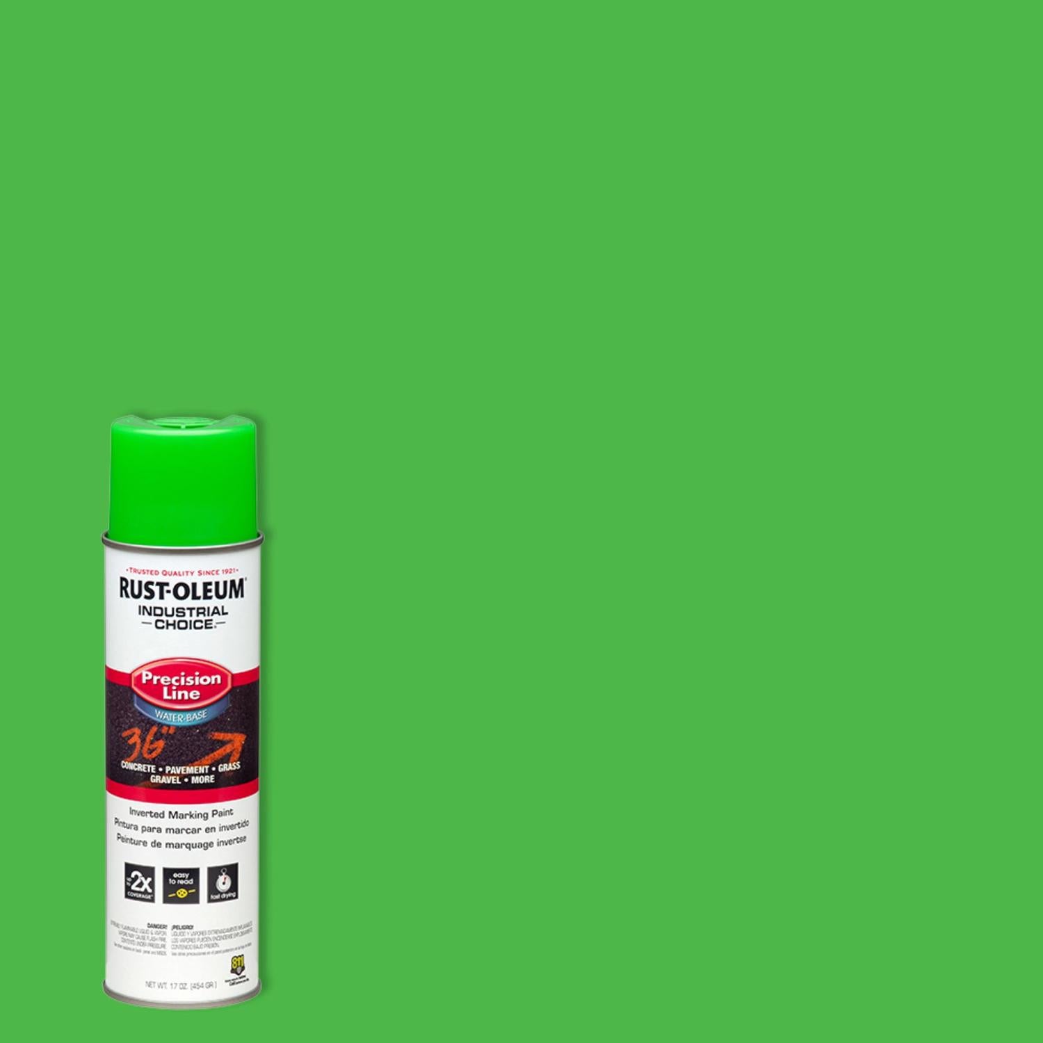 Rust-Oleum Industrial Choice Fluorescent Green Inverted Marking Paint 17 oz - Case of 6