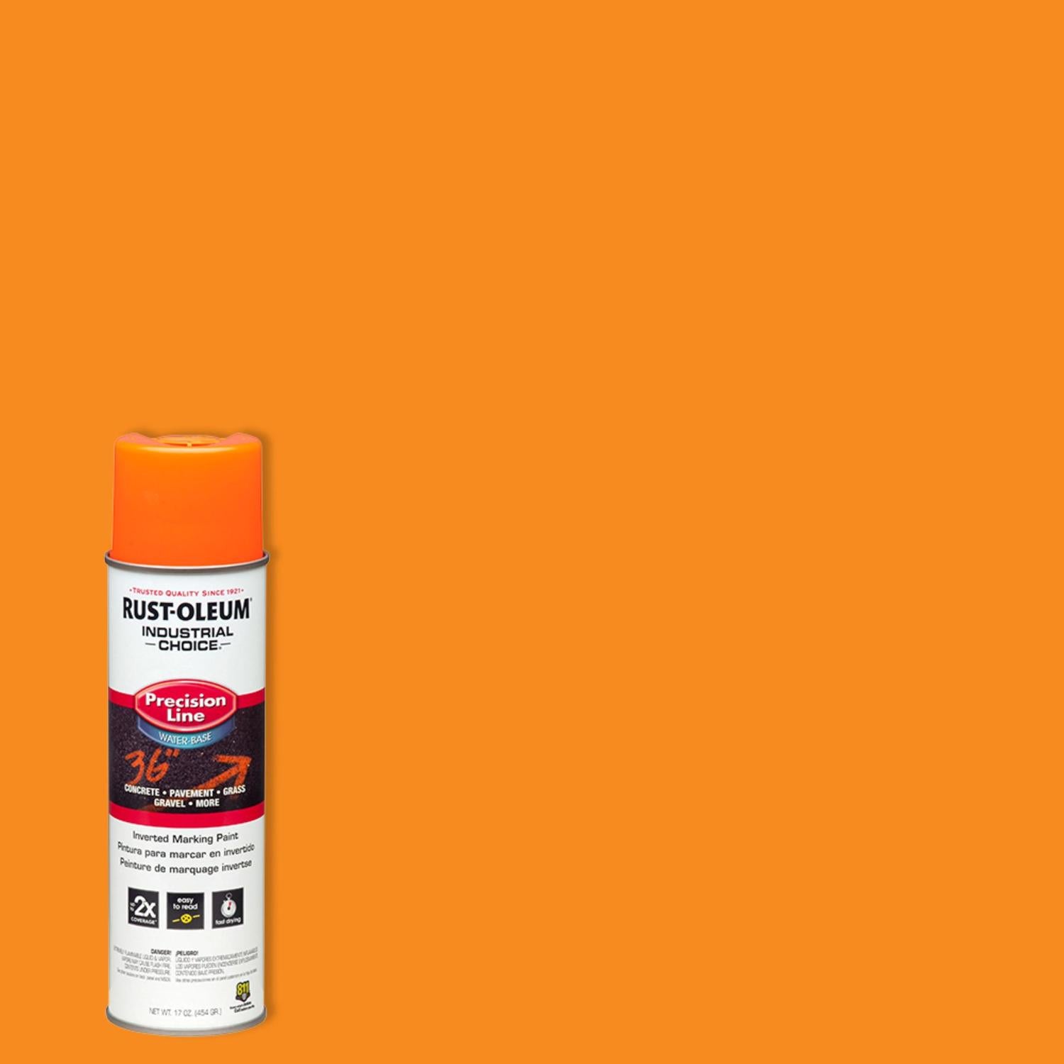 Rust-Oleum Industrial Choice Fluorescent Orange Inverted Marking Paint 17 oz - Case of 6