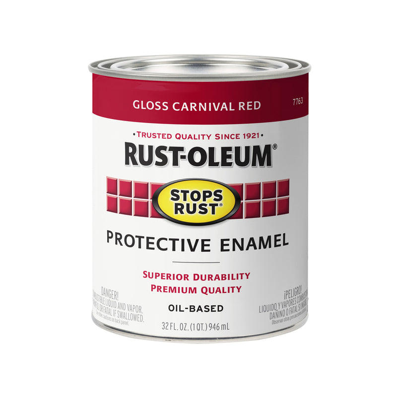 RUST-OLEUM - Rust-Oleum Stops Rust Indoor and Outdoor Gloss Carnival Red Oil-Based Protective Paint 1 qt