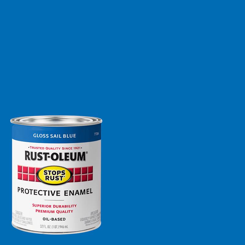 RUST-OLEUM - Rust-Oleum Stops Rust Indoor and Outdoor Gloss Sail Blue Oil-Based Protective Paint 1 qt