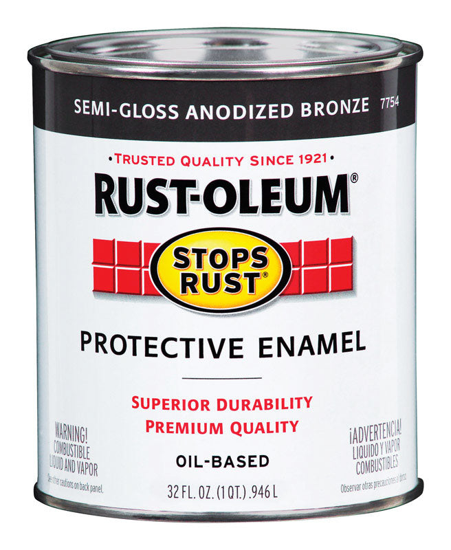 RUST-OLEUM - Rust-Oleum Stops Rust Indoor and Outdoor Semi-Gloss Anodized Bronze Protective Enamel 1 qt