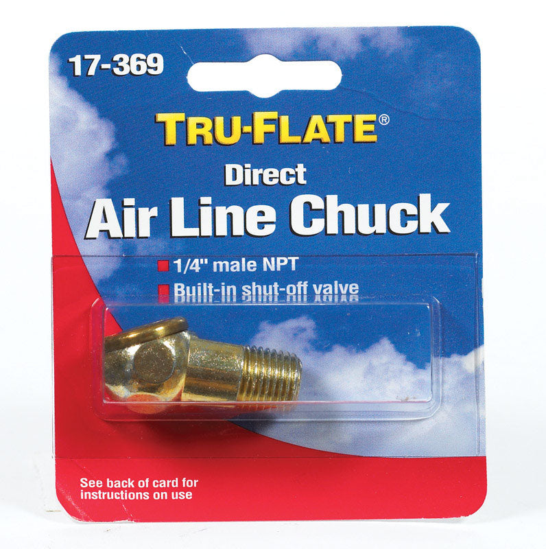 TRU-FLATE - Tru-Flate Brass Air Line Chuck 1/4 in. Male 1 pc