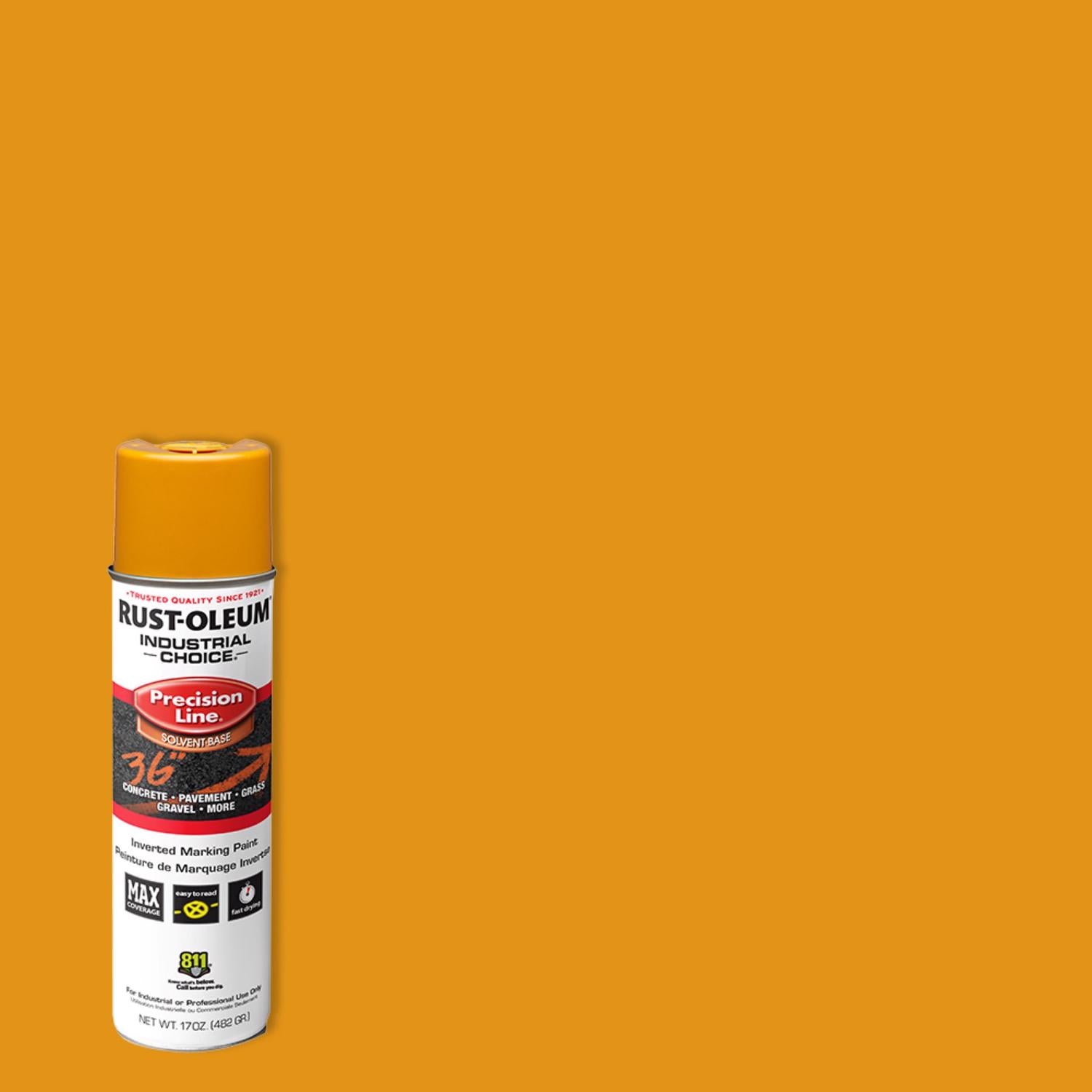 Rust-Oleum Industrial Choice Caution Yellow Inverted Marking Paint 17 oz - Case of 12