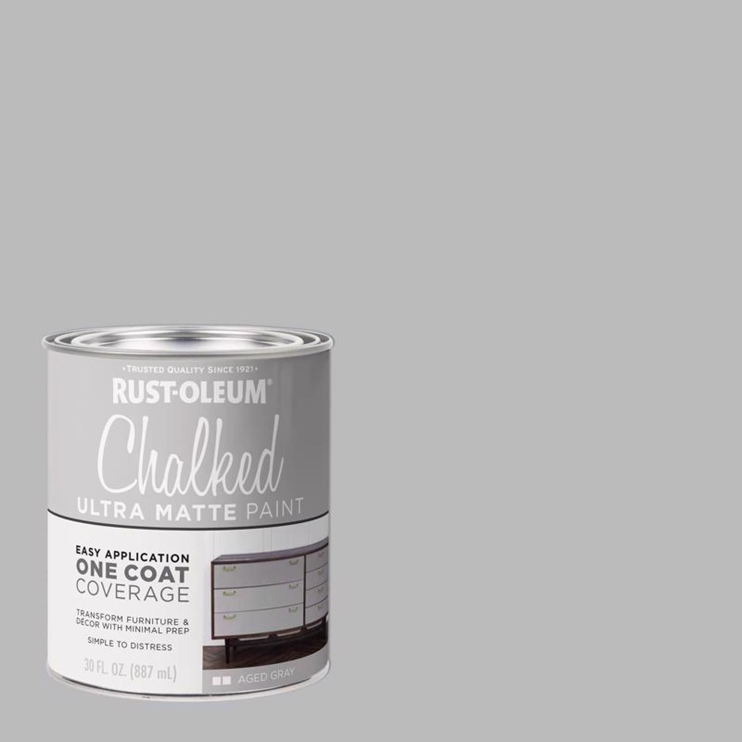 Rust-Oleum Chalked Ultra Matte Aged Gray Water-Based Acrylic Chalk Paint 30 oz - Case of 2