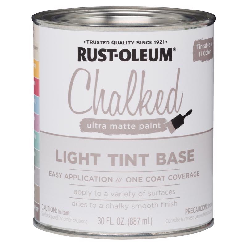 RUSTOLEUM - Rust-Oleum Chalked Ultra Matte Light Tint Base Water-Based Acrylic Chalk Paint 30 oz - Case of 2