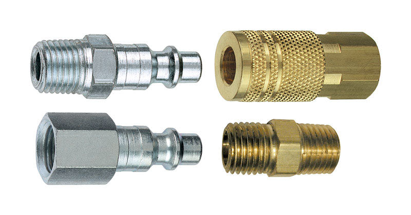 TRU-FLATE - Tru-Flate Brass/Steel Air Coupler and Plug Set 1/4 in. Female 4 pc