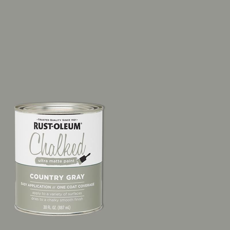 RUSTOLEUM - Rust-Oleum Chalked Ultra Matte Country Gray Water-Based Acrylic Chalk Paint 30 oz - Case of 2