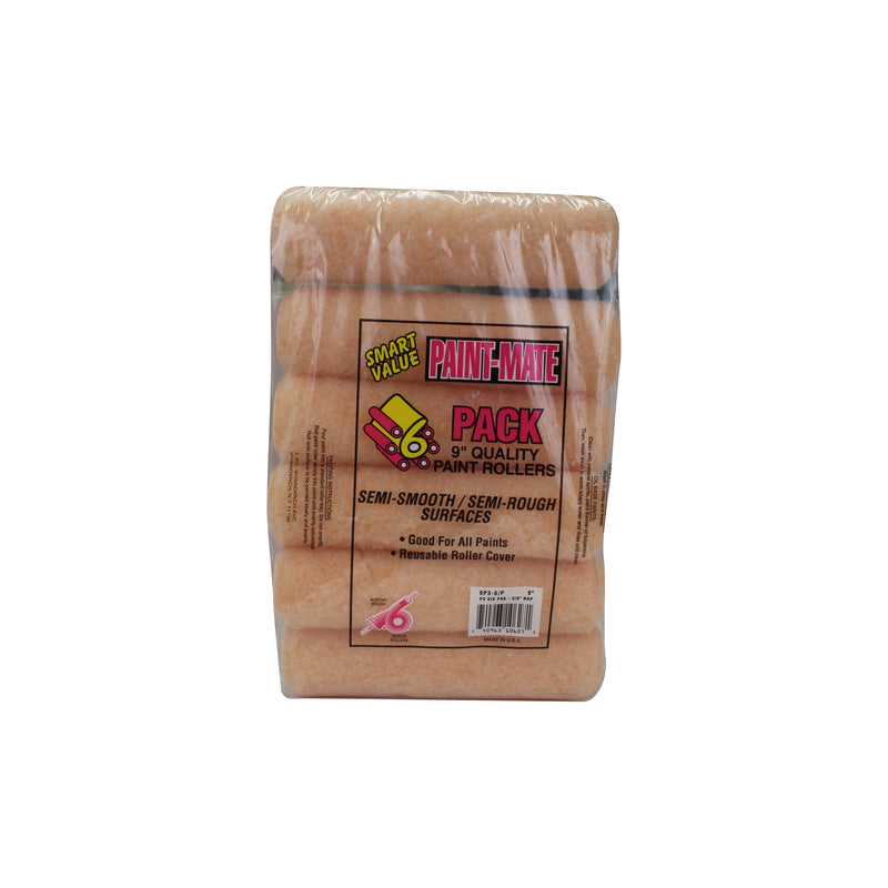 ARROWORTHY - ArroWorthy Paint-Mate Polyester 9 in. W X 3/8 in. Paint Roller Cover 6 pk