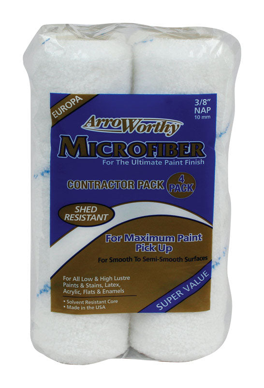 ARROWORTHY - ArroWorthy Microfiber 9 in. W X 3/8 in. Paint Roller Cover 4 pk