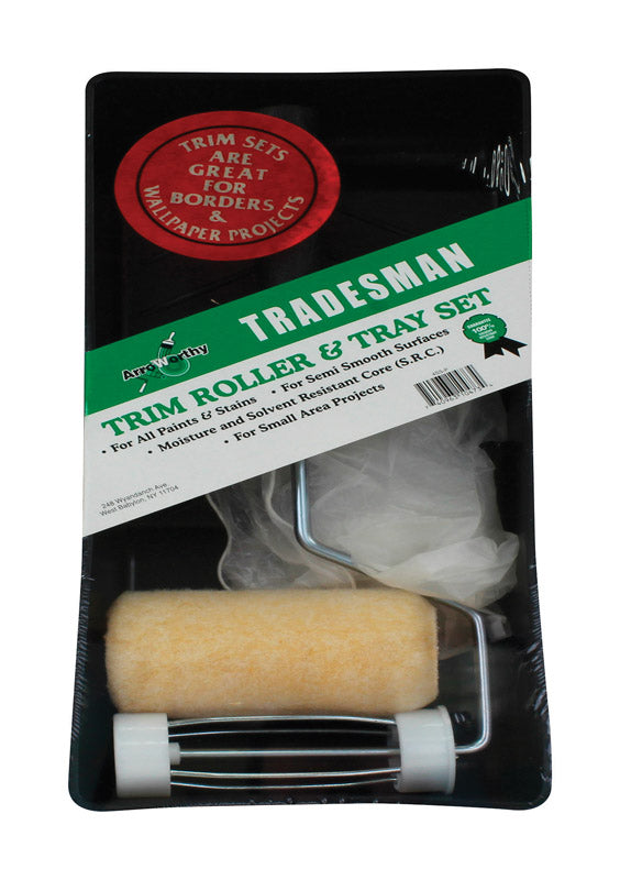 ARROWORTHY - ArroWorthy Tradesman Plastic 4 in. W X 9 in. L Disposable Trim Roller and Tray Set