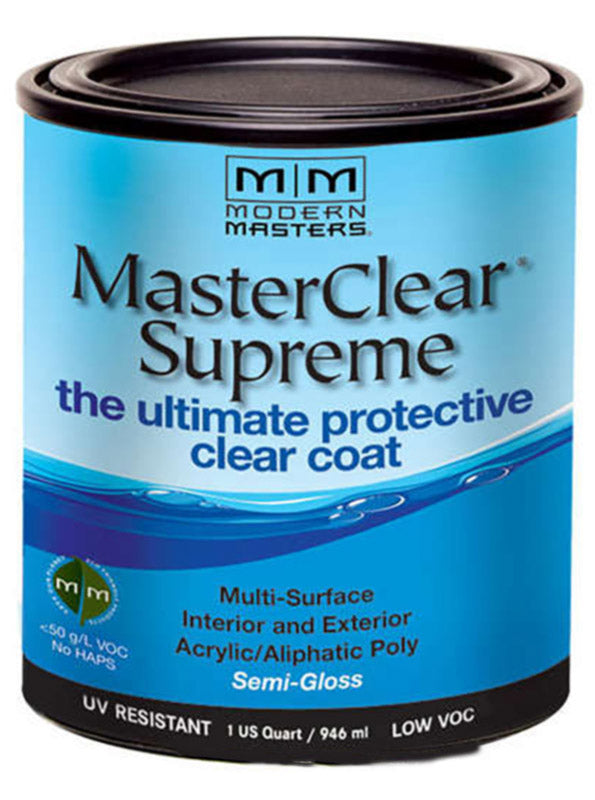 MODERN MASTER - Modern Masters MasterClear Supreme Semi-Gloss Clear Water-Based Protective Coating 1 qt