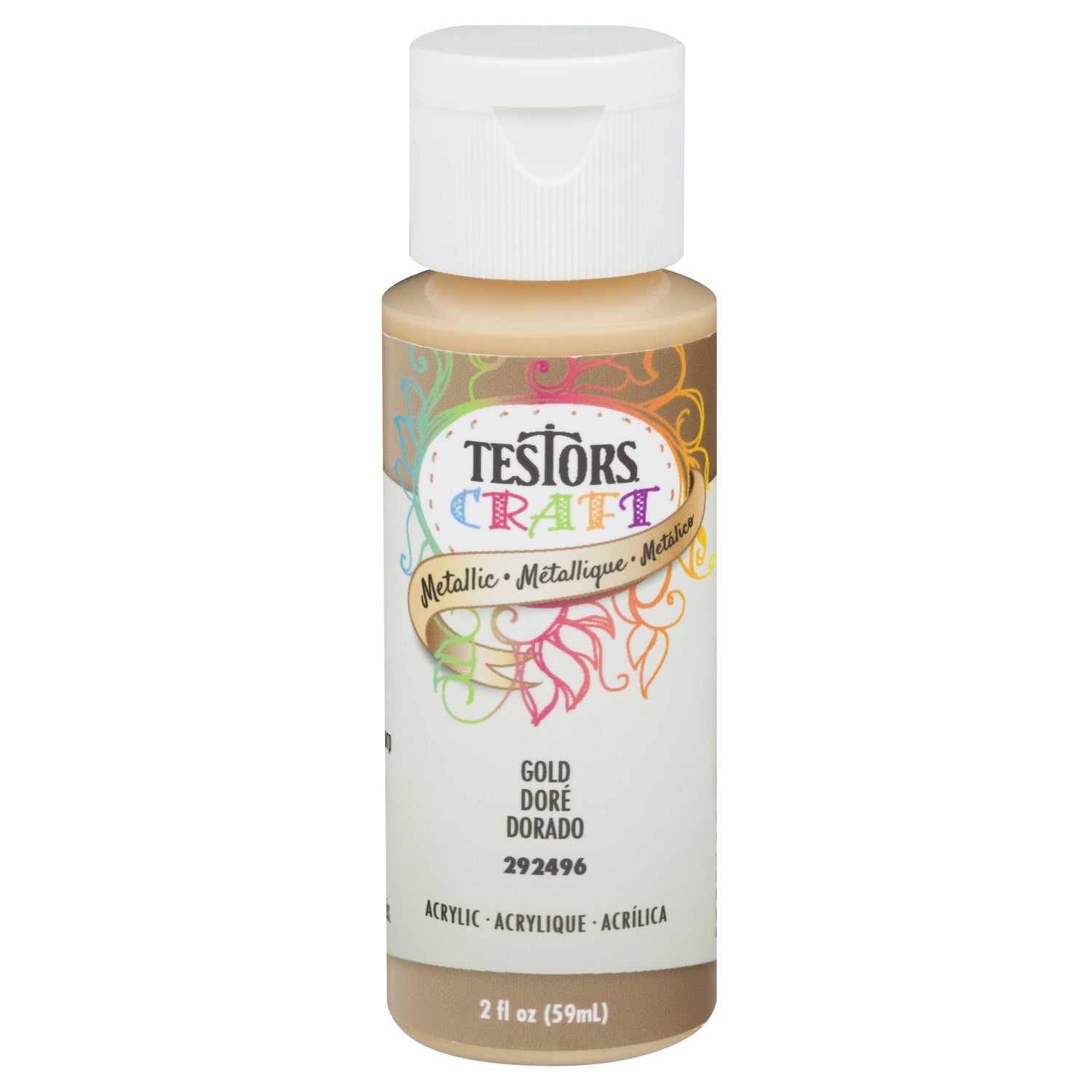 Rust-Oleum Testors Craft Metallic Gold Water-Based Paint Interior 2 oz - Case of 6