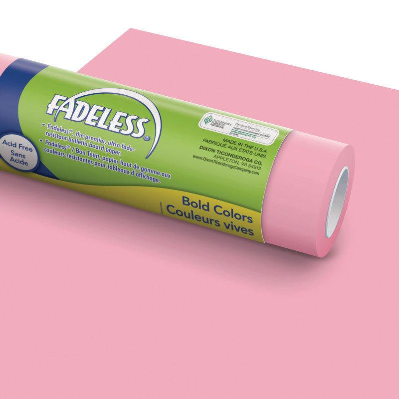 FADELESS - Bulletin Board Art Paper, Pink, 48" x 12', 4 Rolls