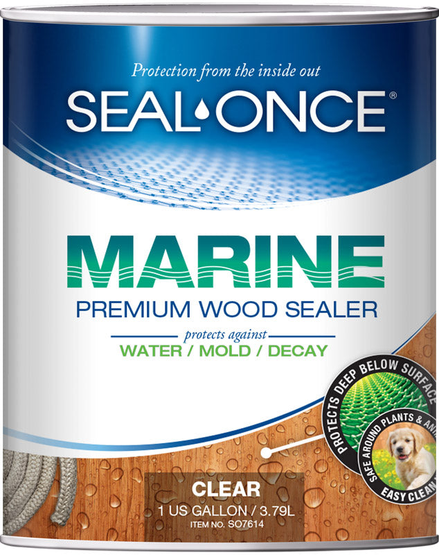 SEAL-ONCE - Seal-Once Marine Flat Clear Water-Based Premium Wood Sealer 1 gal - Case of 4