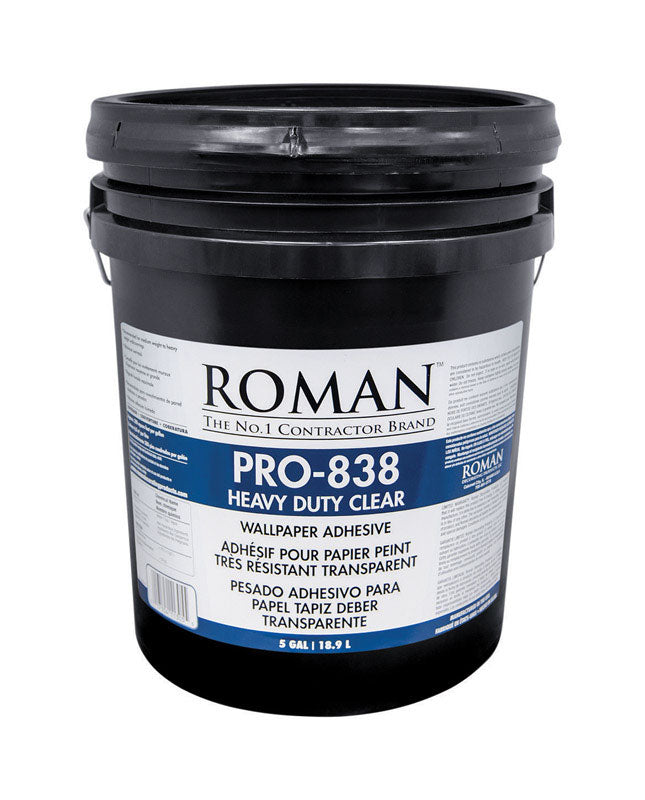 ROMAN - Roman PRO-838 Heavy Duty Clear High Strength Modified Starches Wallpaper Adhesive 5 gal