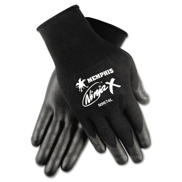 MCR Safety - Ninja x Bi-Polymer Coated Gloves, Large, Black, Pair