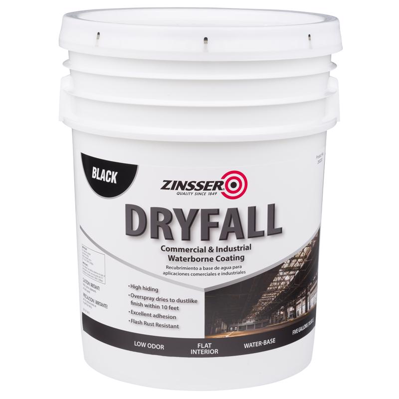 ZINSSER - Zinsser DryFall Flat Black Water-Based Dryfall Waterbone Coating Interior 5 gal