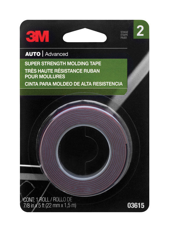 3M - 3M Double Sided 7/8 in. W X 5 ft. L Molding Tape Red