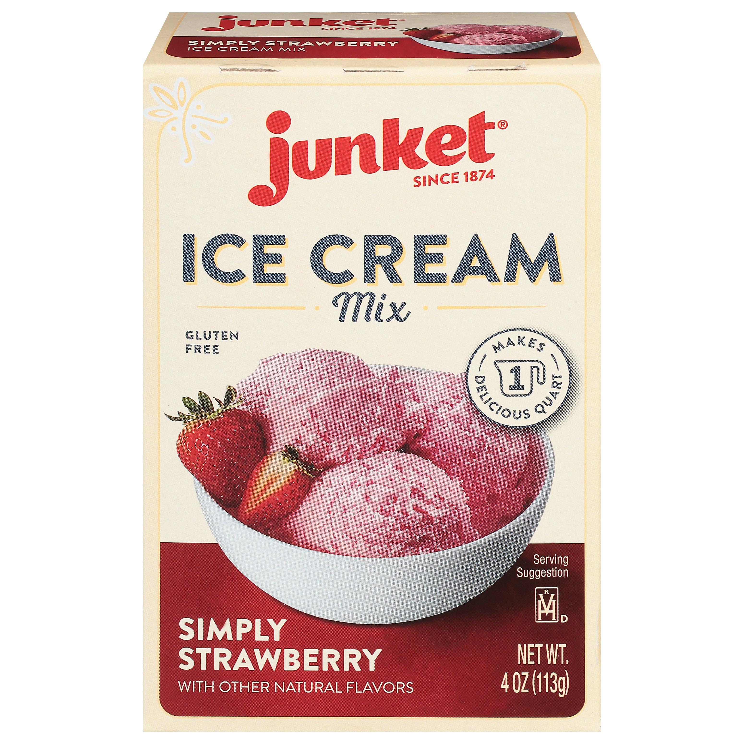 Junket Simply Strawberry Ice Cream Mix 4 oz - Case of 12