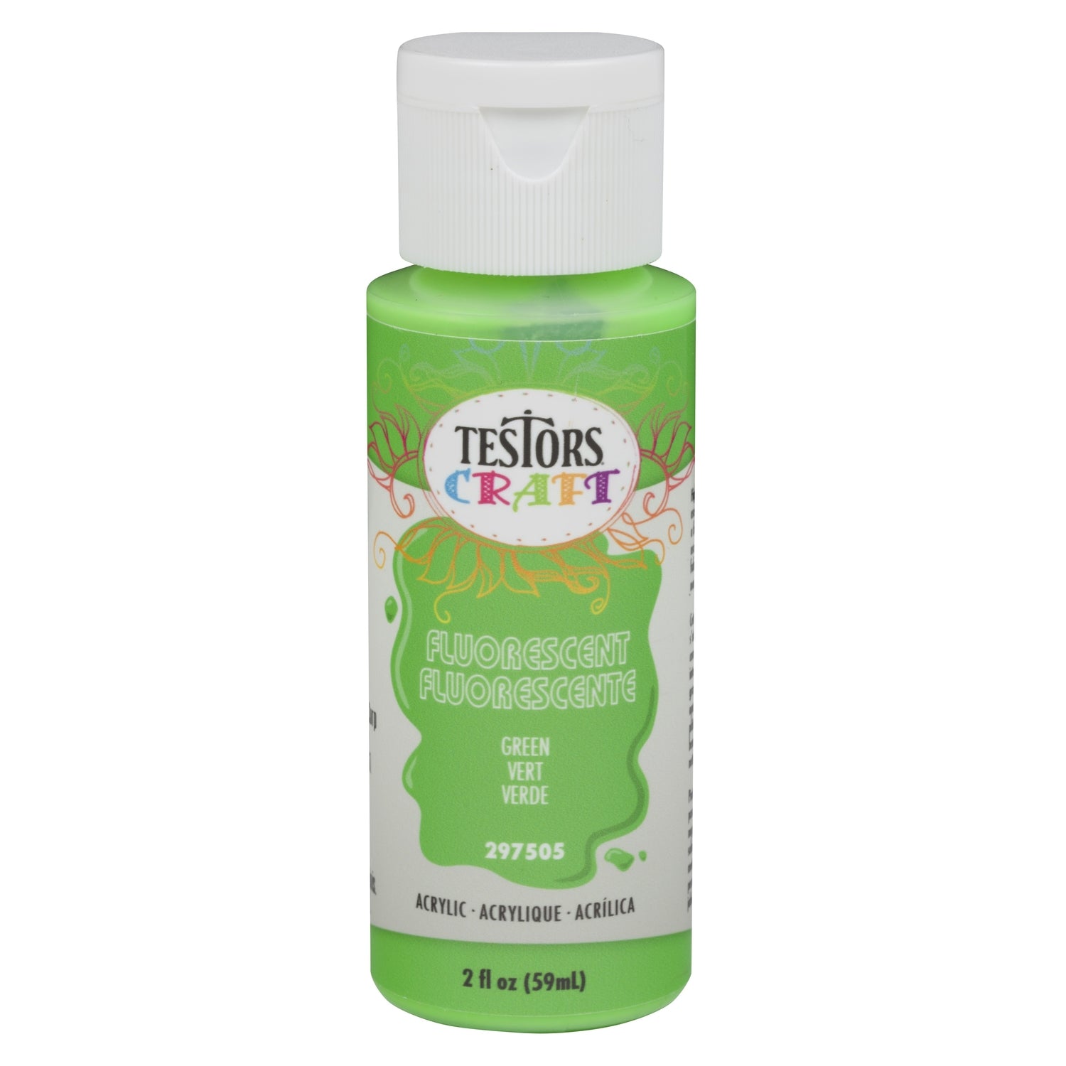 Rust-Oleum Testors Craft Fluorescent Green Water-Based Paint Interior 2 oz - Case of 6