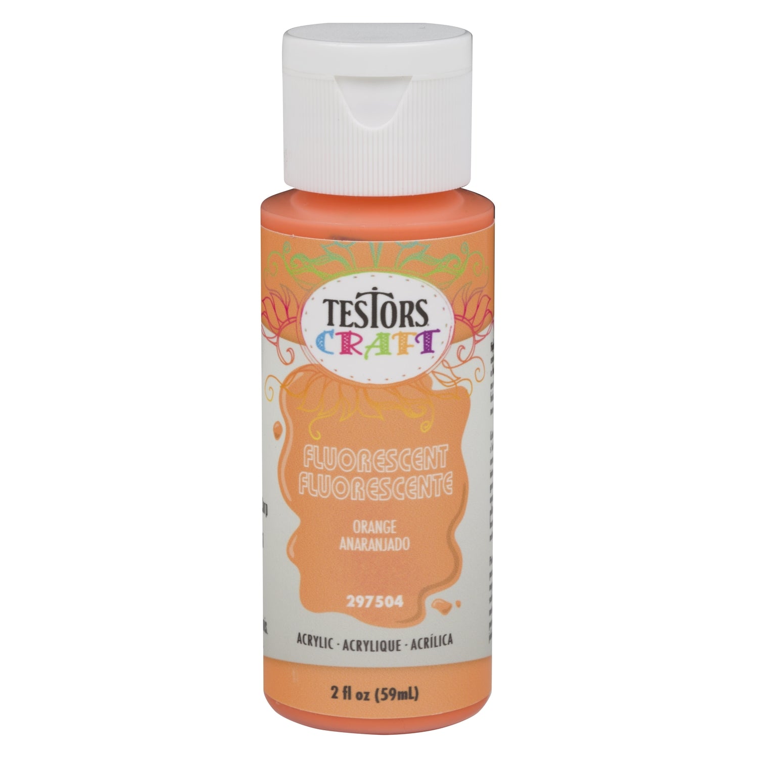Rust-Oleum Testors Craft Fluorescent Orange Water-Based Paint Interior 2 oz - Case of 6
