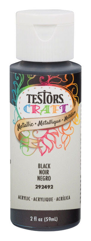 TESTORS CRAFT - Testors Metallic Black Water-Based Craft Paint Interior 2 oz - Case of 6