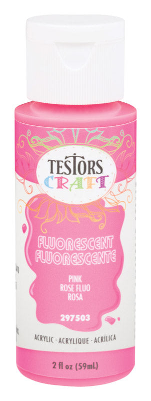 TESTORS CRAFT - Testors Fluorescent Pink Water-Based Craft Paint Interior 2 oz - Case of 6